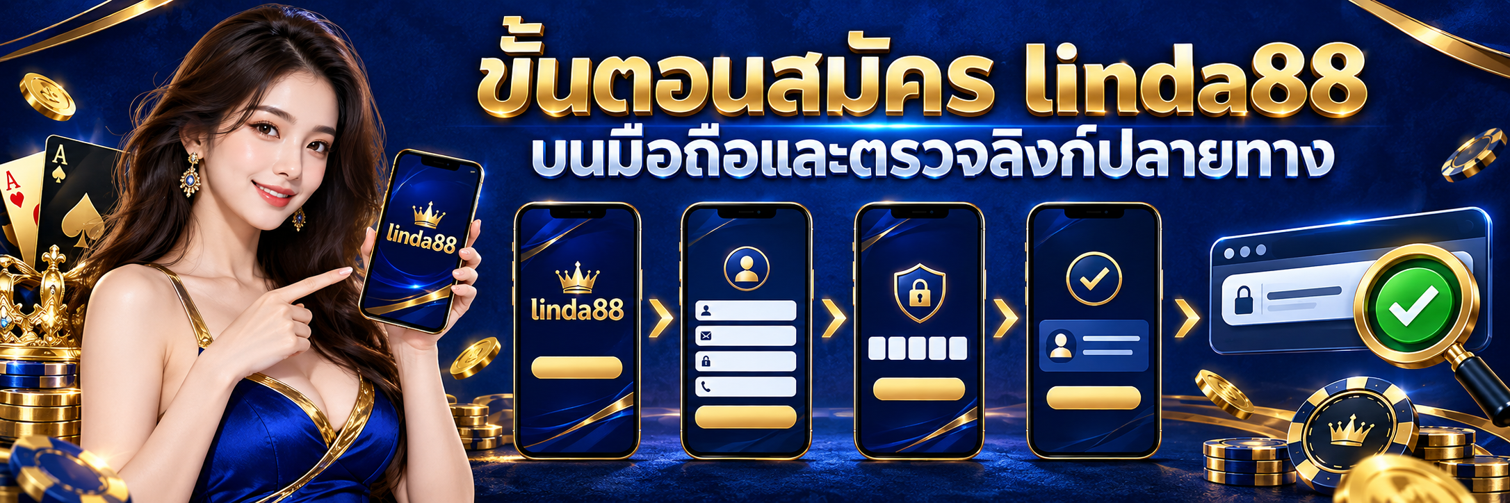 ขั้นตอนสมัคร linda88 บนมือถือและตรวจลิงก์ปลายทาง