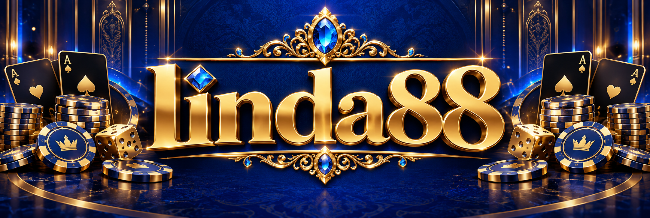 โลโก้ linda88 สีทองบนพื้นน้ำเงิน